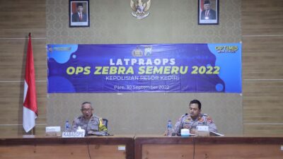 Gelar Latpraops, Polres Kediri Jelaskan Tujuh Prioritas Jelang Operasi Zebra Semeru 2022