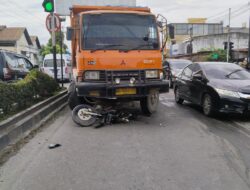 Lakalantas Dump Truck VS Sepeda Motor di KM 19 Sukarno Hatta Binjai, Satu Orang Meninggal Dunia