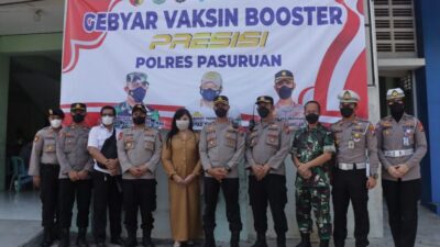 Kapolres Pasuruan Pantau Kegiatan Gebyar Vaksin Booster Presisi di Ruko Plaza Gempol