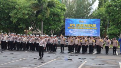 Polresta Bandar Lampung Laksanakan Apel Gelar Pasukan Ops Keselamatan Krakatau 2023