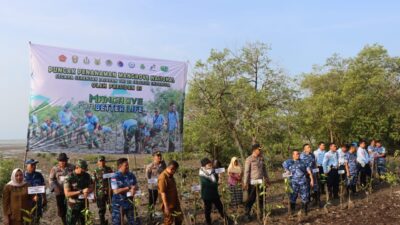 Bersama TNI, Polresta Deli Serdang Laksanakan Penanaman Mangrove Serentak