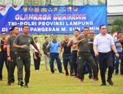 Perkokoh Sinergitas, Empat Pimpinan TNI – POLRI Lampung Olahraga Bersama