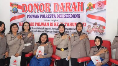 Sambut Hari Jadi Polwan Ke-75, Polwan Polresta Deli Serdang Laksanakan Kegiatan Donor Darah