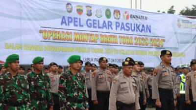 Siap Amankan Pemilu, Polresta Deli Serdang Laksanakan Apel Gelar Pasukan Ops Mantap Brata Toba 2023 – 2024