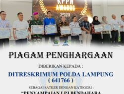 Ditreskrimum Polda Lampung, Terima Penghargaan KPPN Award 2023 Kategori Pembendaharaan Terbaik