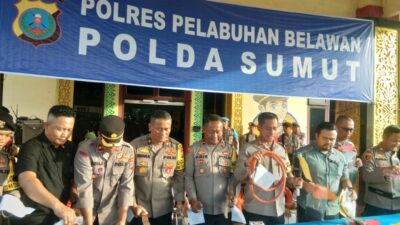 Polres Pelabuhan Belawan Rilis Sejumlah Kasus dan Barang Bukti Kejahatan