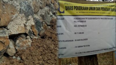 Kerjakan Proyek TPT, CV. Gibran Tri Putra Diduga Gunakan Material Murah