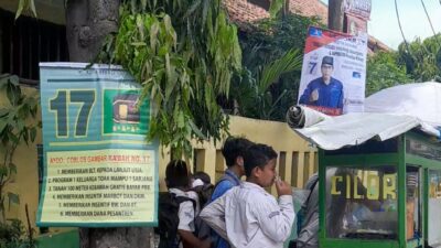 Baliho Caleg Serampangan di Depan Pagar Sekolah, Warga : Rusak Estetika Kota