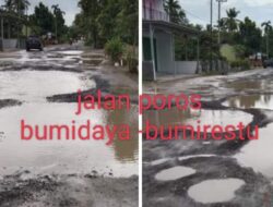 Jalan Rusak Tak Kunjung Diperbaiki, Warga Palas Posting di Medsos