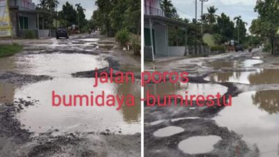 Jalan Rusak Tak Kunjung Diperbaiki, Warga Palas Posting di Medsos