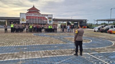 Polres Lamsel Menggelar Apel Pengamanan Malam Takbir dan Hari Raya Idul Fitri 1445 H