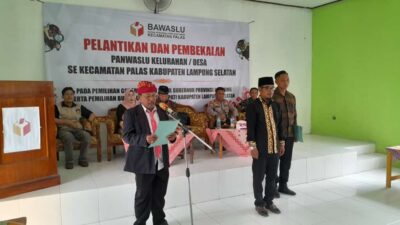 Bawaslu Kabupaten Lamsel Hadiri Pelantikan 21 PKD di Kecamatan Palas