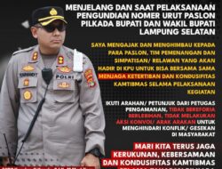 Jelang Pengundian Nomor Urut Calon Bupati dan Wakil Bupati Lamsel, Ini Himbauan Polisi