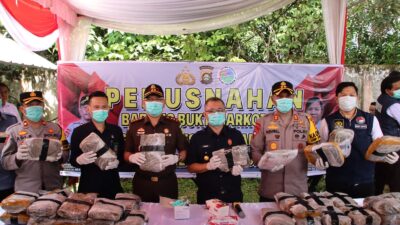 Polres OKU Timur Musnahkan Barang Bukti 35,47 Ganja