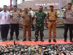 Hasil Ops Pekat, Polres Merangin Musnahkan 754 Botol Miras dan 250 Liter Tuak