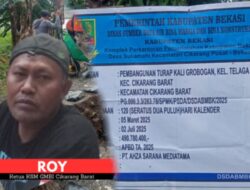 Pembangunan Turap di Telaga Asih, Disorot GMBi Cikarang Barat